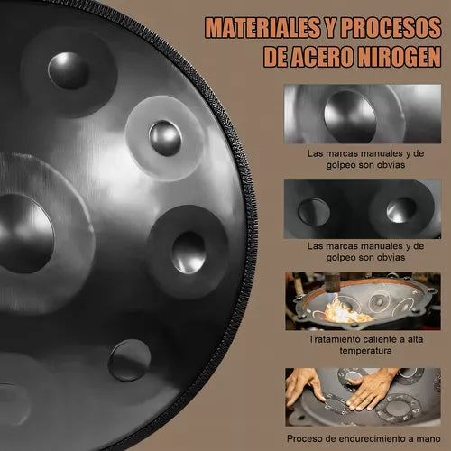 Handpan 18 Pulgadas de 9 Notas en G Menor – Sonido Etéreo y Relajante, Hecho a Mano
