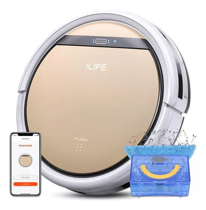 Aspiradora Trapeadora Robot ILIFE V5s Plus Dorada - Control Remoto y por Voz, Eficaz en Todos los Pisos