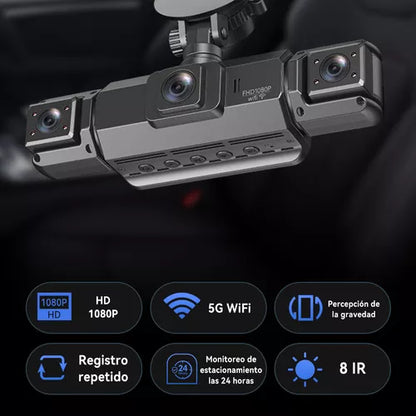 Cámara Dash Cam 4 Lentes 4K con WiFi y 64GB - Visión Nocturna y Monitoreo de Parqueo
