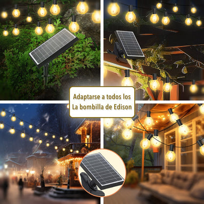 Guirnalda Solar de Luces Vintage G40 Exterior 25+2 Focos 15m A prueba de Agua