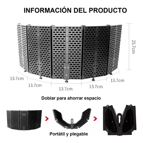 Placa de Aislamiento de Micrófono Portátil – Reducción Óptima de Ruido y Eco
