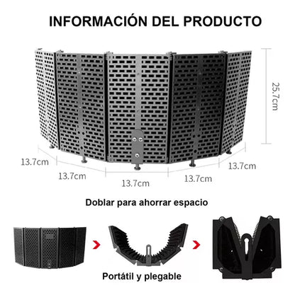 Placa de Aislamiento de Micrófono Portátil – Reducción Óptima de Ruido y Eco