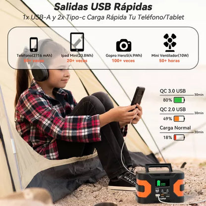 Generador Solar Eléctrico Portátil 150W - Energía Segura para Equipos en Cualquier Lugar
