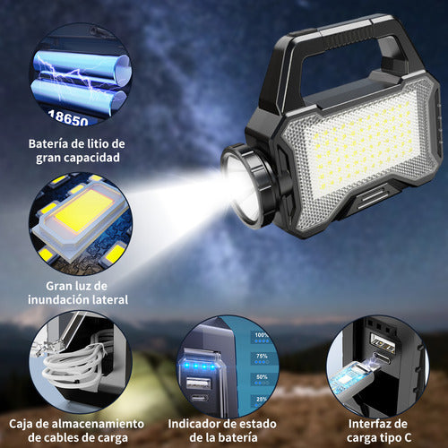 Lámpara Camping Solar Recargable de Alta Potencia con Batería para Emergencias - Metacompras