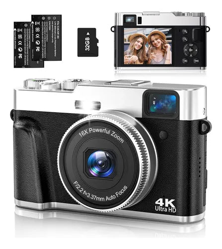Cámara Digital Compacta 4K 48MP con Autofocus y Función Webcam Ideal
