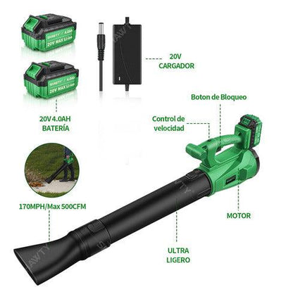 Sopladora Inalámbrica Shawty 20V - 2 Baterías + 6 Velocidades Ajustables