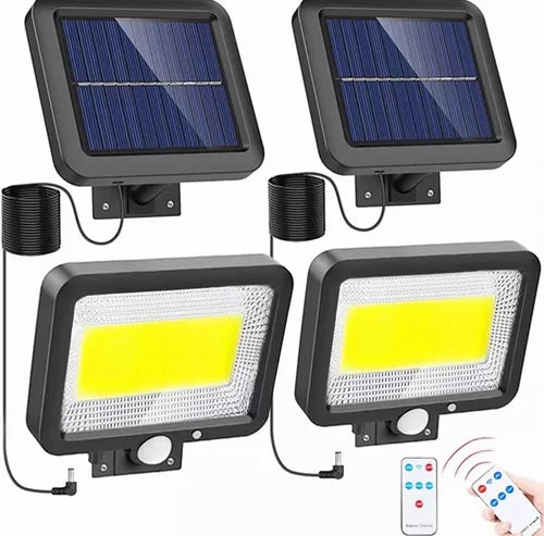 100 Led Lampara Solar Pared Sensor 3 modos remoto 60w 2 piezas - Metacompras