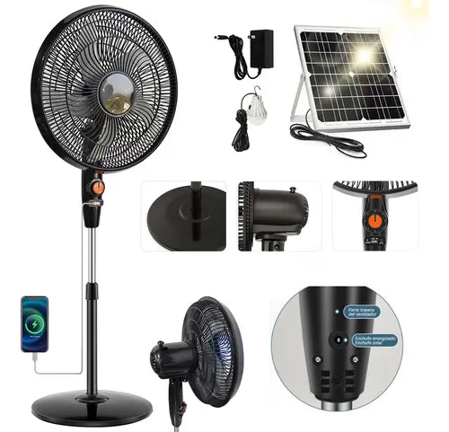 Ventilador Solar Recargable De Batería  de Mayor Duración