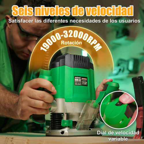 Router Anirona 1400W 1-3/4 Hp con 7 Velocidades Ajustables para Corte Preciso - Metacompras