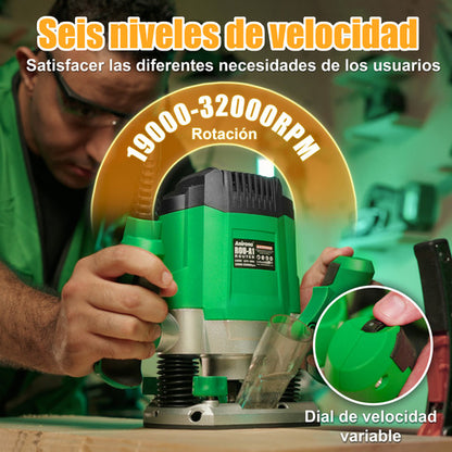Router Anirona 1400W 1-3/4 Hp con 7 Velocidades Ajustables para Corte Preciso