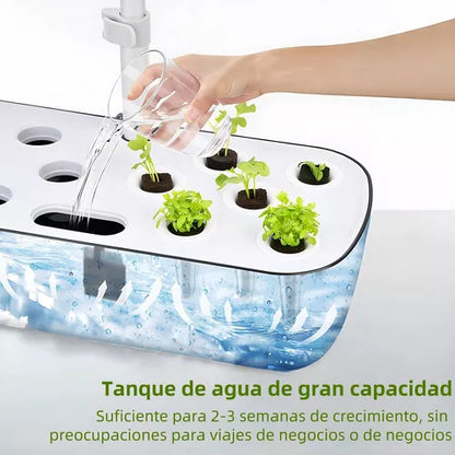 Sistema de Jardinería Hidropónica Interior con Luz LED y Bomba Silenciosa - Cultiva Hasta 12 Plantas.