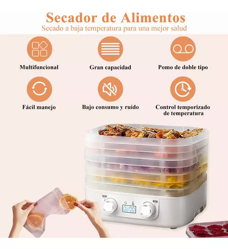 Deshidratador De Alimentos Secador Frutas Verdura 5 Bandejas