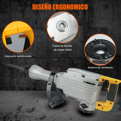 Martillo Demoledor de Concreto 2200W - Potencia y Versatilidad para Demolición Eficiente
