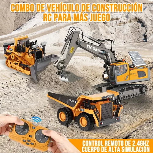 Excavadora RC 1:20 de Aleación con 11 Funciones y Baterías Recargables - Metacompras