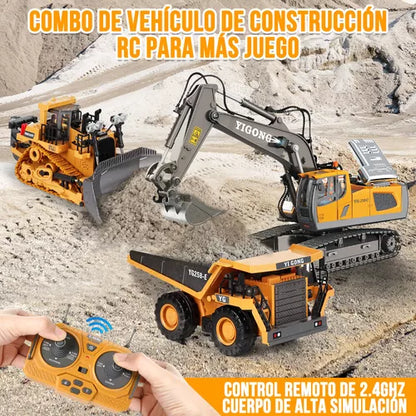 Excavadora RC 1:20 de Aleación con 11 Funciones y Baterías Doblés Recargables