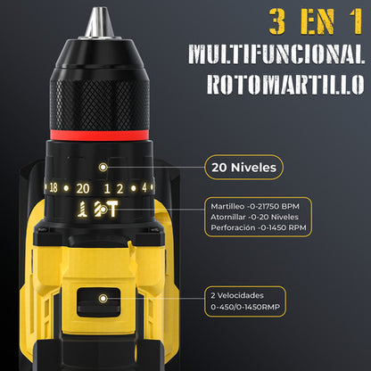 Taladro Percutor Inalámbrico Sidsys 2 Baterías - Larga Duración y Versatilidad