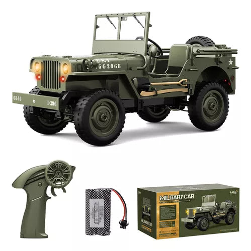 Coche Control Remoto Jjrc Jeep Willys MB1941 - Detalles Realistas y Luces LED
