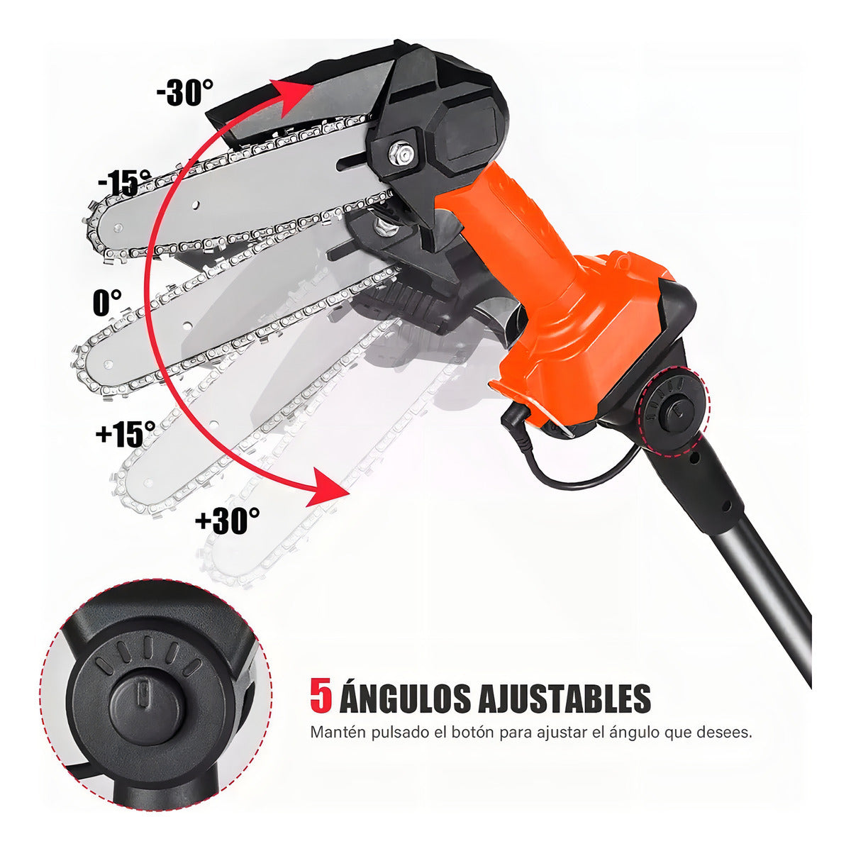 Motosierra Eléctrica Inalámbrica 2 en 1 con Pértiga y 2 Baterías - Kit Completo