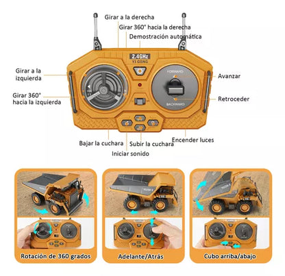 Excavadora Control Remoto 9 Canales - Diversión Realista y Potente para Niños