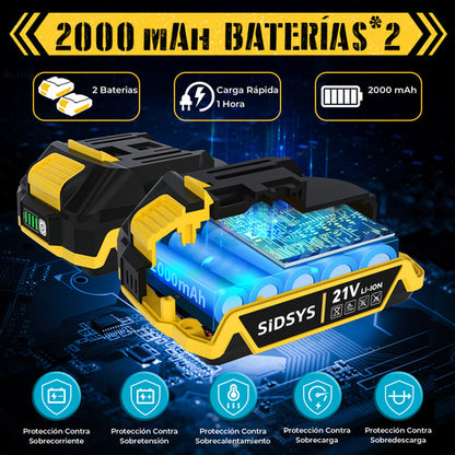 Taladro Percutor Inalámbrico Sidsys 2 Baterías - Larga Duración y Versatilidad