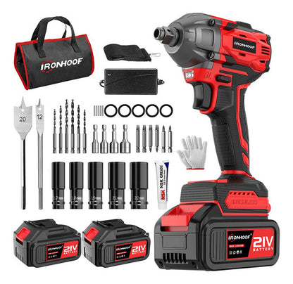 Llave de Impacto Inalámbrica 21V con Motor Sin Escobillas y Torque de 520 Nm
