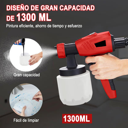 Pistola de Pintura 1300ml de Alta Potencia - 3 Patrones de Rociado y Control de Flujo