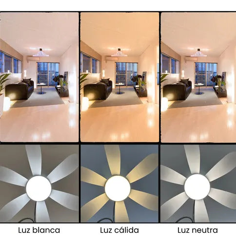 Ventilador de Techo Begônia con Control Remoto y 6 Aspas Blancas 52" - Metacompras