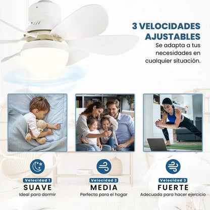Ventilador de Techo Begônia con Control Remoto y 6 Aspas Blancas 52"