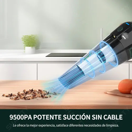 Aspiradora de Mano Inalámbrica 9500PA, Portátil para Auto y Hogar con Luz LED - Metacompras