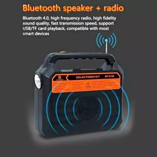 Bocina Radio Solar Bluetooth Con Luz Led Recargable