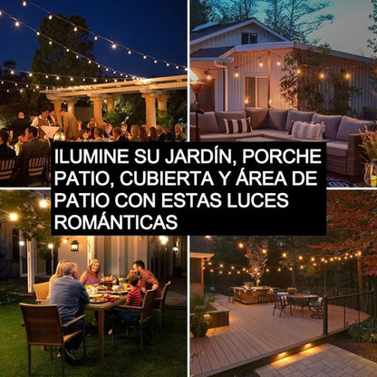 Guirnalda de Luces LED para Exterior 10m - Impermeables y Con Regulador de Brillo