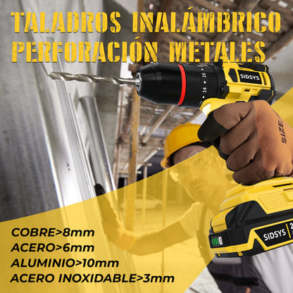 Taladro Percutor Inalámbrico Sidsys 2 Baterías - Larga Duración y Versatilidad