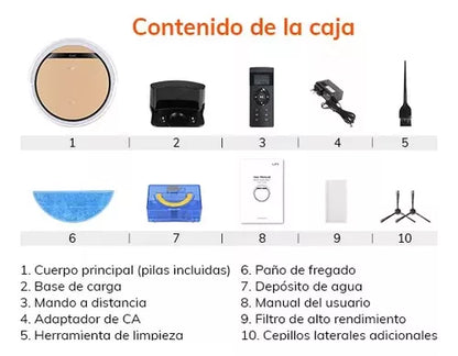 Aspiradora Trapeadora Robot ILIFE V5s Plus Dorada - Control Remoto y por Voz, Eficaz en Todos los Pisos
