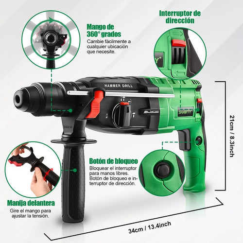 Rotomartillo Perforador SDS-Plus 1050W con Múltiples Modos y Alto Rendimiento - Metacompras