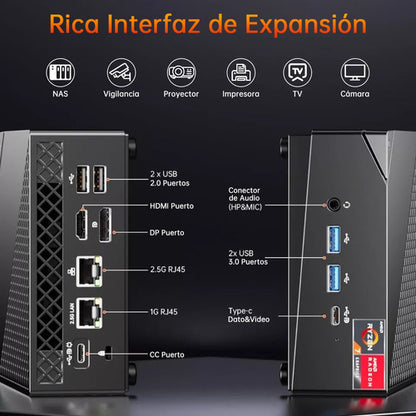 Mini PC ACEMAGICIAN Ryzen 7 5700U, 32GB RAM, 512GB, Rendimiento para Juegos