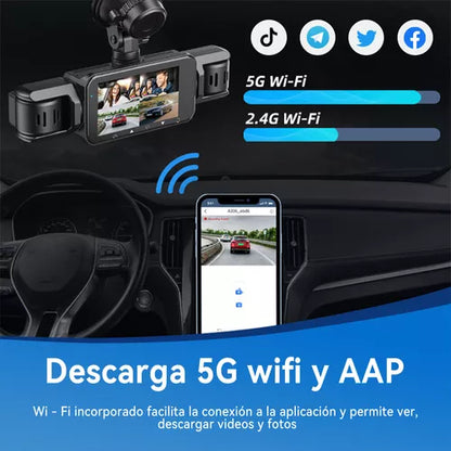 Cámara Dash Cam 4 Lentes 4K con WiFi y 64GB - Visión Nocturna y Monitoreo de Parqueo