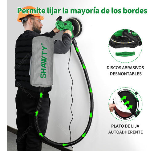 Lijadora De Pared Seca Orbital Pulidora 1500w 215mm Shawty