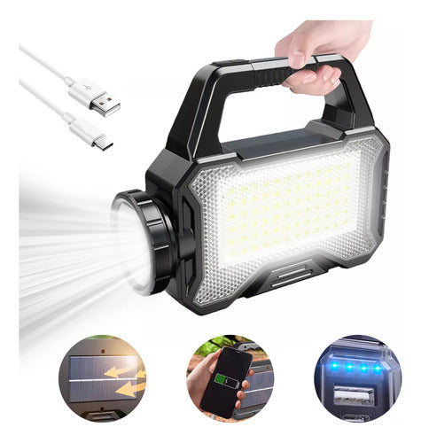 Lámpara Camping Solar Recargable de Alta Potencia con Batería para Emergencias