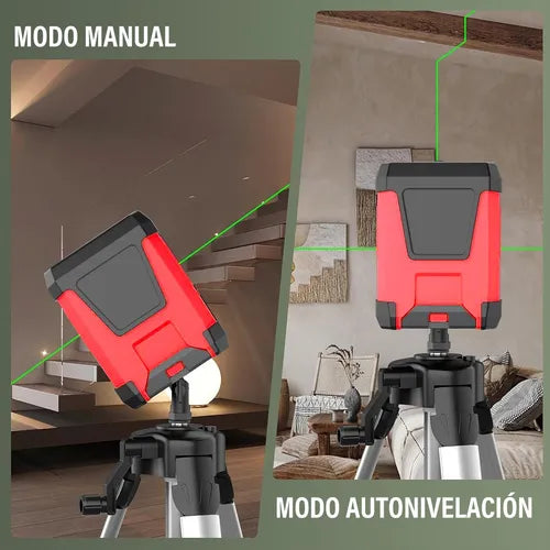 Nivel Láser Verde Autonivelante 2 Líneas con Soporte Incluido
