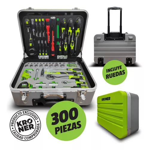 Juego de Herramientas Mecánicas 300 Piezas - Set Completo en Maletín con Ruedas Kroner