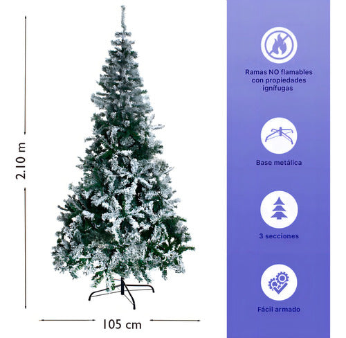 Arbol Artificial 2.1M Frondoso Nevado