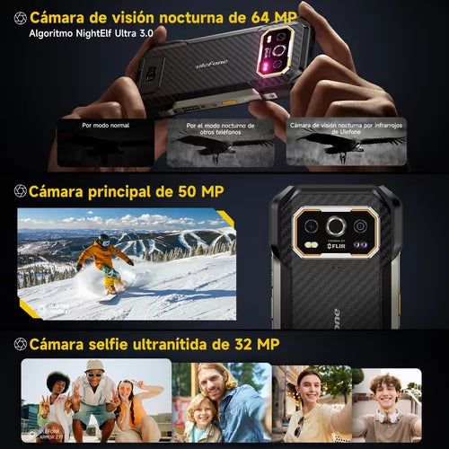 Celular Ulefone Armor 27t Cámara Termográfica Flir Rugged Phone 256gb Rom Dual Sim Android 14 Smartphone 30w Carga Inalámbrica