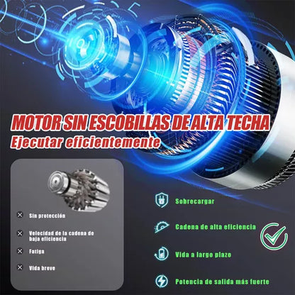 Motosierra Eléctrica Inalámbrica 8'' - Ligera y Potente con Batería de Larga Duración