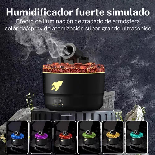 Humidificador Torreta con Efecto Volcánico y Luz LED de Aromaterapia - Metacompras