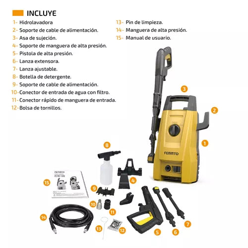 Hidrolavadora Electrica Femmto 1400w Alta presion 1600 Psi - Metacompras