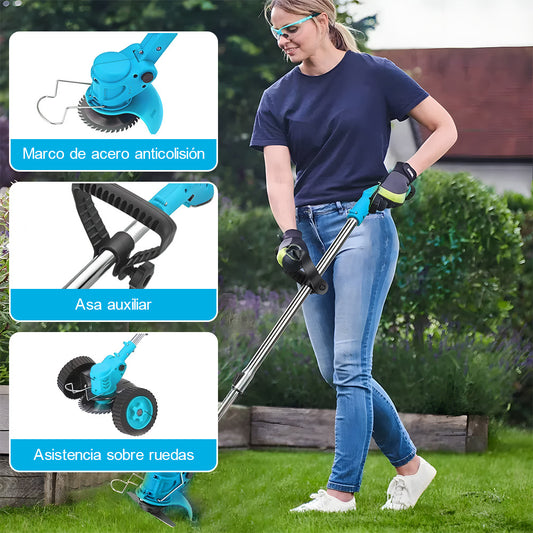 Desbrozadora Eléctrica Inalámbrica Ligera con Ruedas - Manejo Sencillo - Metacompras