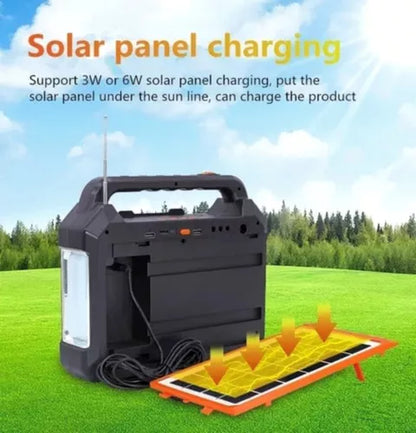 Bocina Radio Solar Bluetooth Con Luz Led Recargable - Metacompras