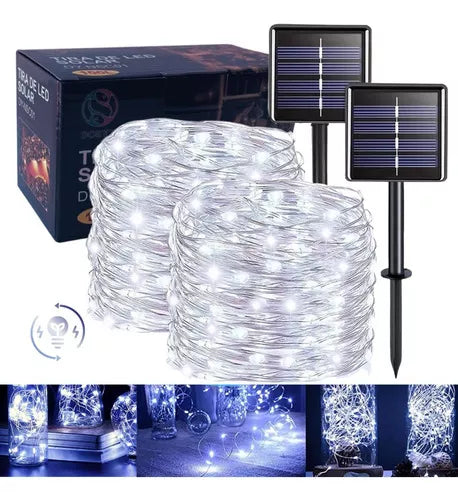 Tira Led Decorativa Luces Led Navideñas Solar Exterior 20 M Color de la luz Blanco frío - Metacompras