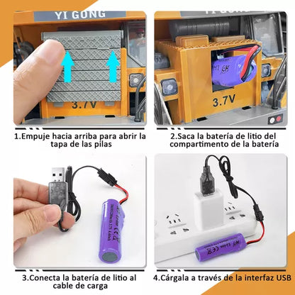 Excavadora Control Remoto 9 Canales - Diversión Realista y Potente para Niños