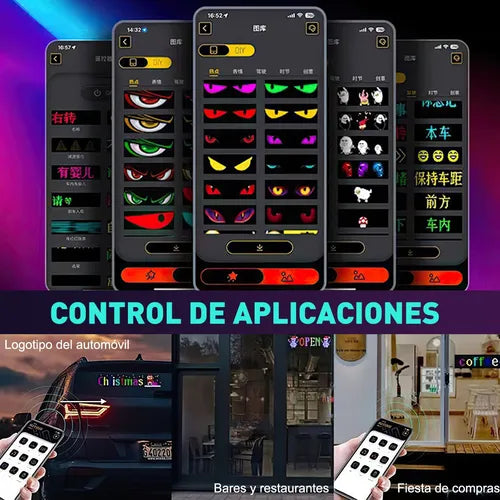 Kit Completo de Pantalla LED con Luz Devil Eyes 2 Piezas (37.4x9.2cm)
